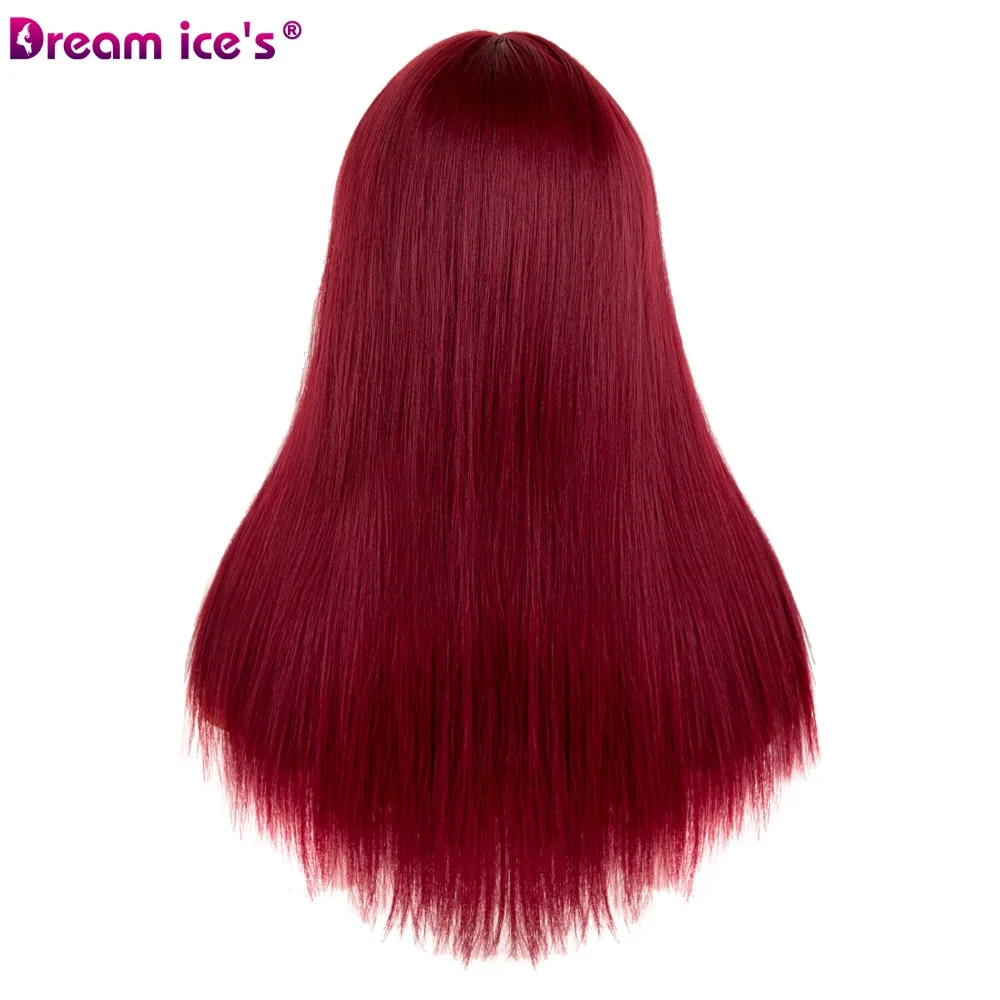 Synthetic black red white 17 inch long hair cosplay wigs for party events Dream ice’s