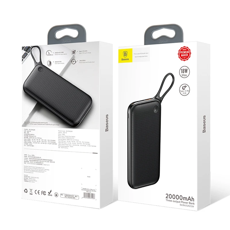 Baseus 20000 мАч Внешний аккумулятор двойная Быстрая зарядка 3,0 USB 18 Вт PD Быстрая Зарядка Внешний аккумулятор 20000 мАч Внешний аккумулятор для Xiaomi iPhon
