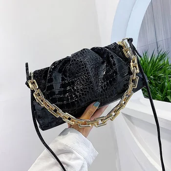 

Stone Pattern Small PU Leather Armpit Bags For Women 2020 Shoulder Handbags Female Travel Lady Party Hand Bag Thick Chain