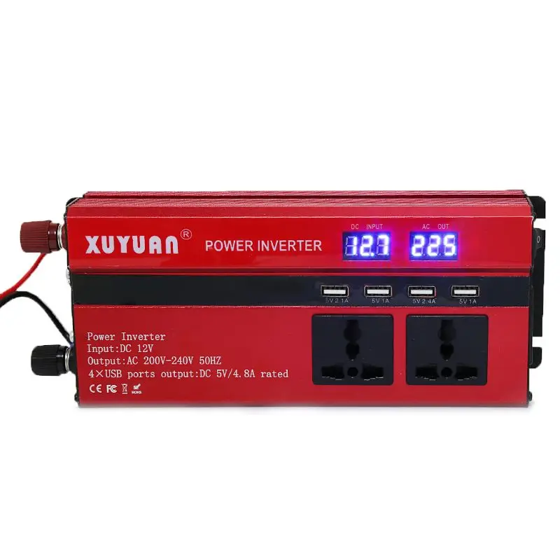  Inversor de energía Solar de 4000W de onda sinusoidal LED 4 USB DC12/24 V a AC110V/220 V convertir