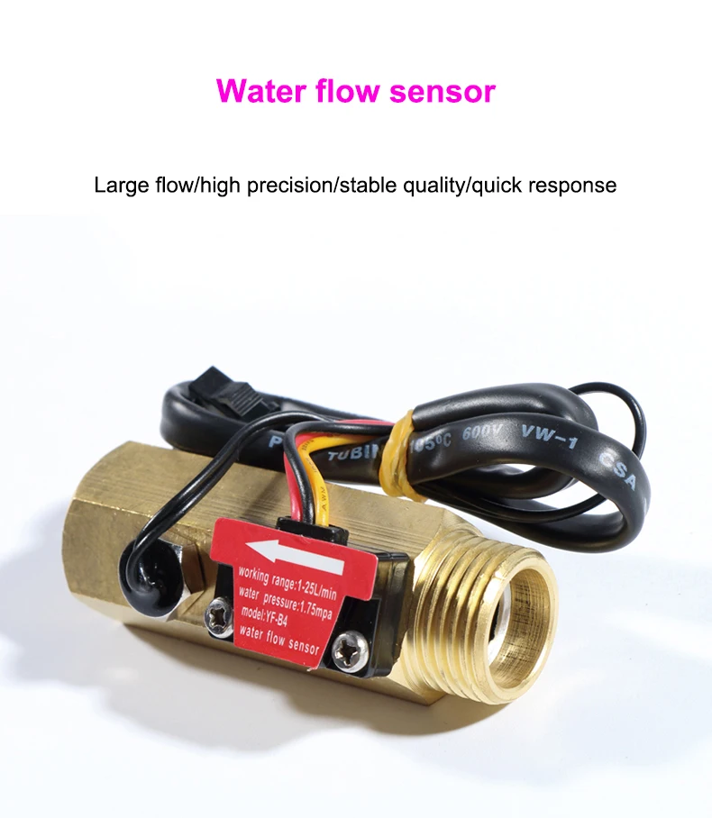 pulso de fluxo da turbina com detecção de temperatura sensor de fluxo de água bronze salão