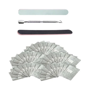 

Nail tool 200 pieces of tin foil + polishing strip + small steel push + red heart sand strip tin foil unloading set BBB2
