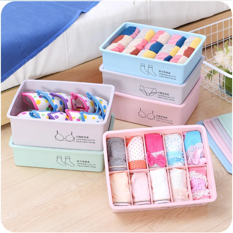 

Fashion Household Plastic Underwear Socks Dustproof Storage Box Ladies Bra Drawers Separate Storage finishing Box Storage Box
