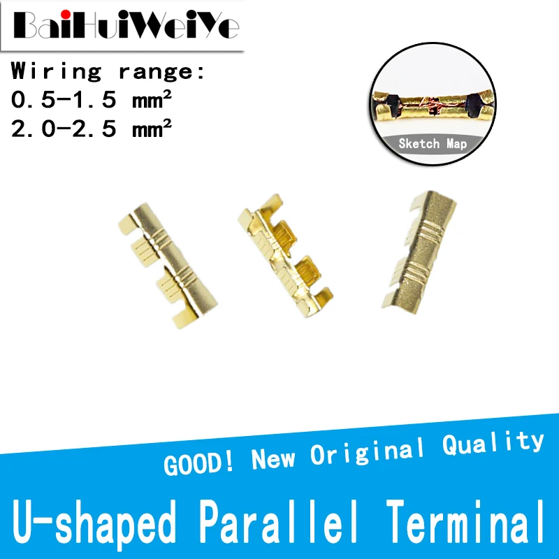 100Pcs 453 U-shaped Terminal 0.5-1.5mm 2-2.5mm Splice Terminals Cold-Pressed Connector Cable Electric Sertir Wire Connection