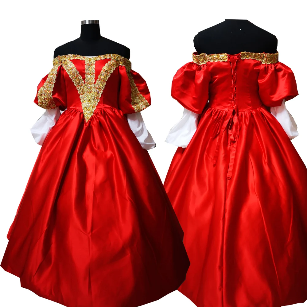 

2020 New red Vintage costumes 18th Duchess Retro medieval Renaissance Reenactment Theatre Civil war Victorian dress D-536