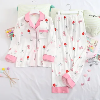 

Fiklyc Spring New Ladies Long Sleeve Home Service Lapel Long Sleeve Trousers Suit Cardigan Home Service