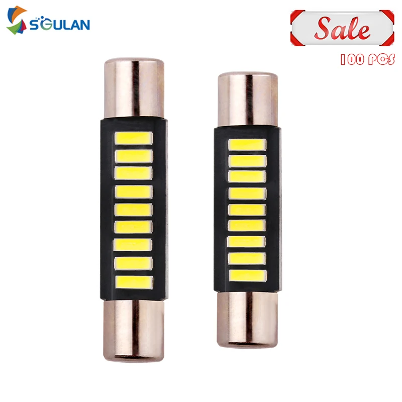 100pcs Car Led Festoon Lights C5w C10w Led Bulbs 29/31mm For Auto Day Running Lighting License