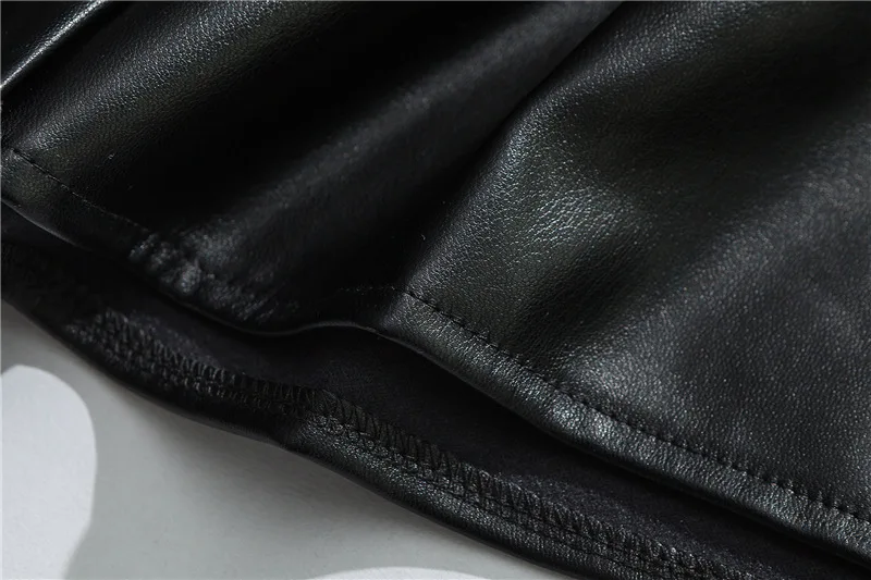 Men Fashion Leather Shirts Loose Oversized Leather Outwear Coats For Couples Black  (4)