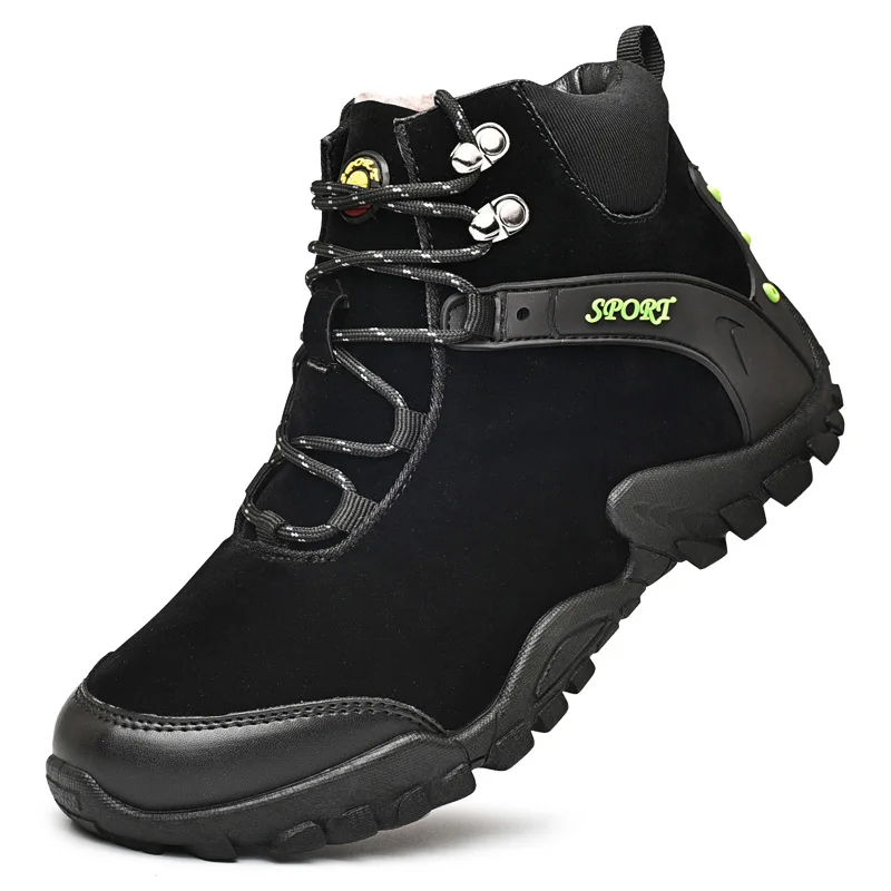 

Winter Men's Boots Outdoor Warm leather men Waterproof Non-slip Ankle Snow Boot Thick Plush Rubber Winter Work Safety Male Shoes