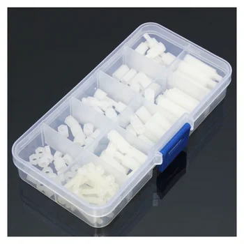 

Box of 120Pcs M3 Nylon Hex Spacers Screw Nut Stand-off Plastic Accessories Kit White