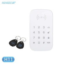 HOMSECUR H11 433 МГц беспроводной пароль сенсорной клавиатурой+ 2 шт. RFID брелок для LA01, LA02, LA02-3G и LA03-3G сигнализация домашняя охранная
