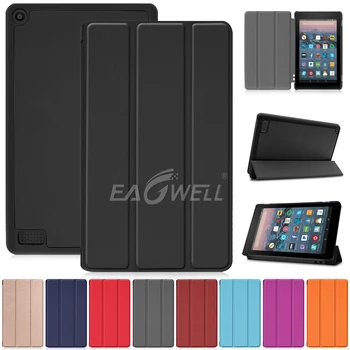 

For Ama Zon New Fire 7 2019 2017 Tri-Fold PU Leather Flip Stand Protective Shell For Kindle Fire7 9th Generation 2019 Case Cover