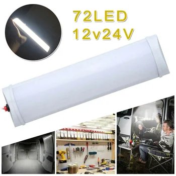 

28CM 72LED Reading Light Car Interior Highlight Roof Ceiling Strip+ 2*Bracket With Buckle 6500K White Lamp DC12V/24V