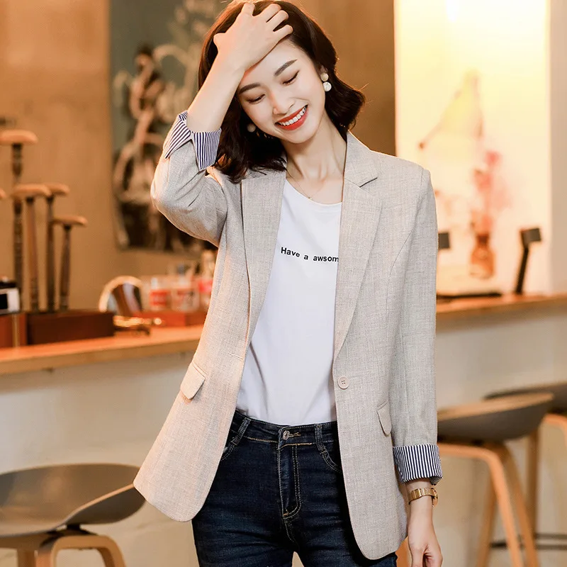 

Elegant Fenale Suit High Quality Fall 2020 Casual Long Sleeve Ladies Jacket Small Suit Office Temperament Women's Blazer