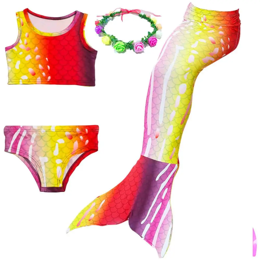 4Pcs No Fin 81 6 стилей для девочек, хвост русалки, хвост русалки, купальный костюм, бикини, плавник, детский купальник, фраки русалки, косплей - Цвет: 4Pcs No Fin 81