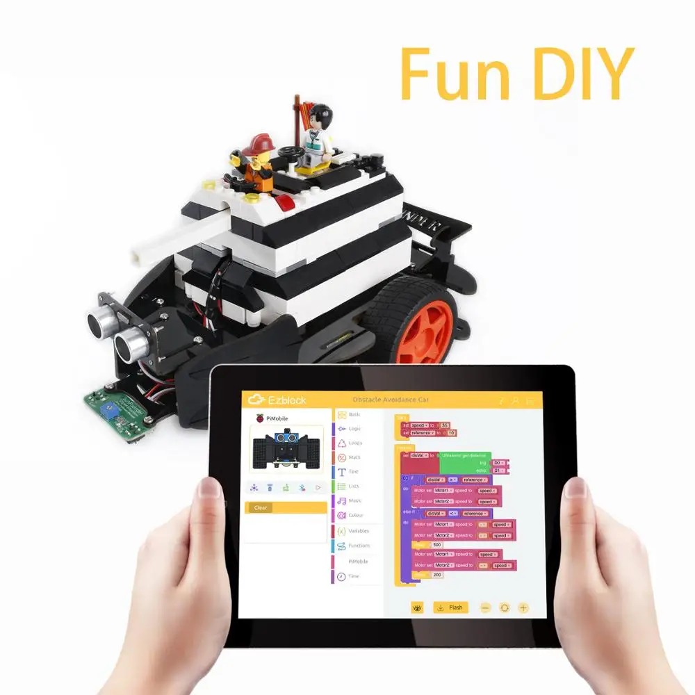 SunFounder PiMobile-Smart Car Kit Based on Ezblock For Raspberry Pi Model 4B 3B+ B 2B(RPi Not included)