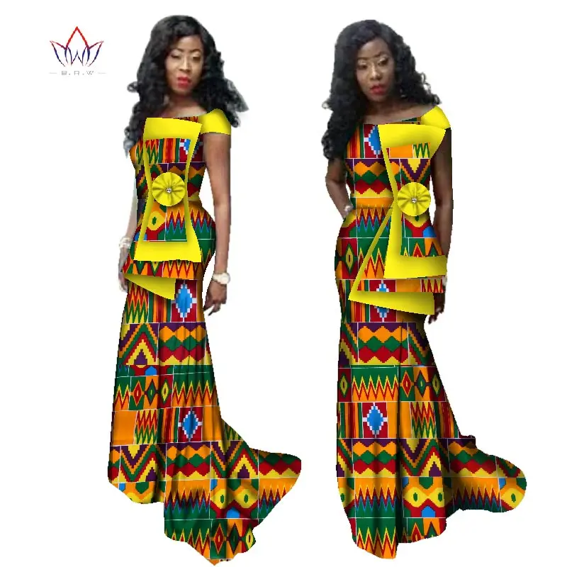 Summer Dress Maxi African Dresses for Women Off Shoulder Dresses Women Strapless Vestidos Elegant Printed Clothing Unique WY2457 - Цвет: 23