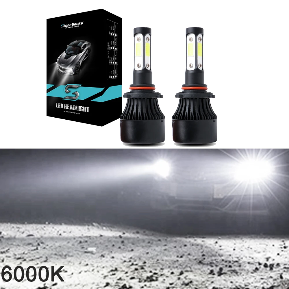 Stone Banks 4 стороны 16000LM H4 H7 H11 H8 H9 H16 H1 H3 HB1 9005 HB3 9006 HB4 H13 9007 HIR2 светодиодный автомобилей головной светильник 100 Вт авто светильник лампы - Испускаемый цвет: 2 Pcs 6000K Black