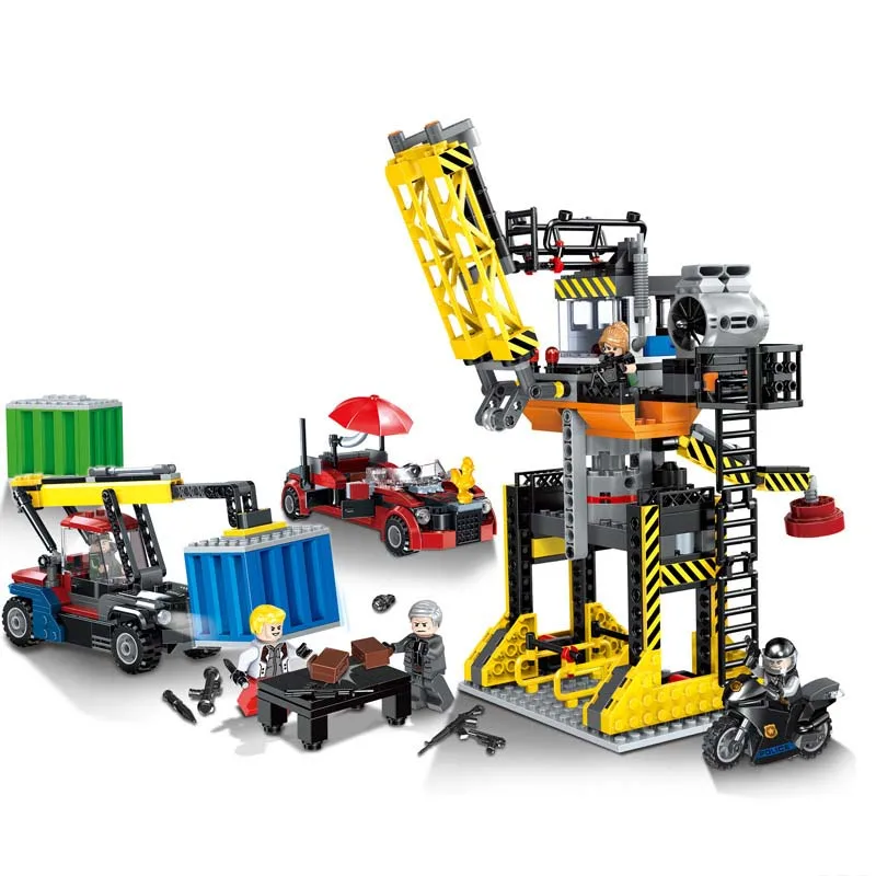 

City Creator Series SWAT police Mini Weapon Seaside Trading Pier Building Blocks Bricks Toys For Children Gifts