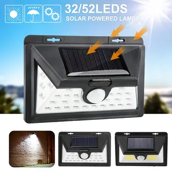 

Dozzlor 52 LED Solar Powered Light Motion Sensor Solar Wall Lamp Corridor Fence Outdoor Garden Yard Lamps Emergency Lighting