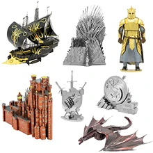 Puzzle en métal 3D château rouge, jeu Dragon volant modèle KITS assembler Puzzle jouets cadeaux pour enfants