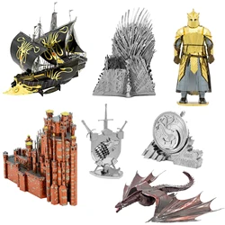 3d metal puzzle castelo vermelho jogo voando dragão modelo kits montar quebra cabeça presente brinquedos para crianças