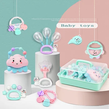 

Baby Kids Sensory Teether Rattles Toys Set Newborn Hand Shaking Bell Toys Music Hand Shake Bed Plastic Animal Gift Educational