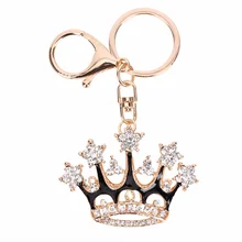 Модный черный Королевский брелок в форме короны, Хрустальный Шарм, подвеска, сумочка, аксессуары, автомобильный брелок для ключей, вечерние, нежные подарки