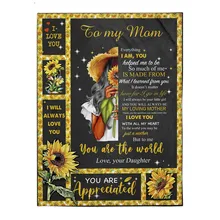 

Fleece Blanket Letter to My Mom I will Always Love You Printed Sofa Blankets Quilt Sunflower Style Plush Blanket Custom Gift