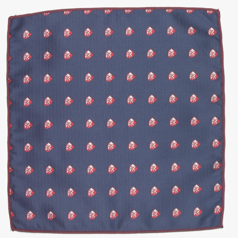 navy with red patterned pocket square with patterns handkerchief