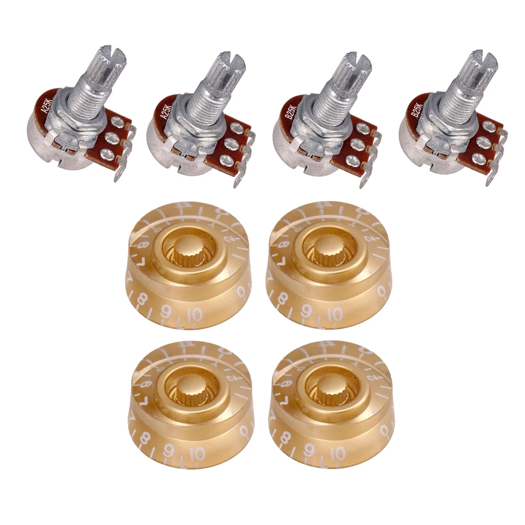Guitar Potentiometer 25K Singel Coil Accessories 18mm Long Split Shaft Gold | Спорт и развлечения