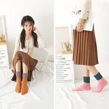 Двойные плюшевые зимние носки Модные женские нарядные носки теплые хлопковые Повседневные носки зимние теплые носки-тапочки ярких цветов skarpetki