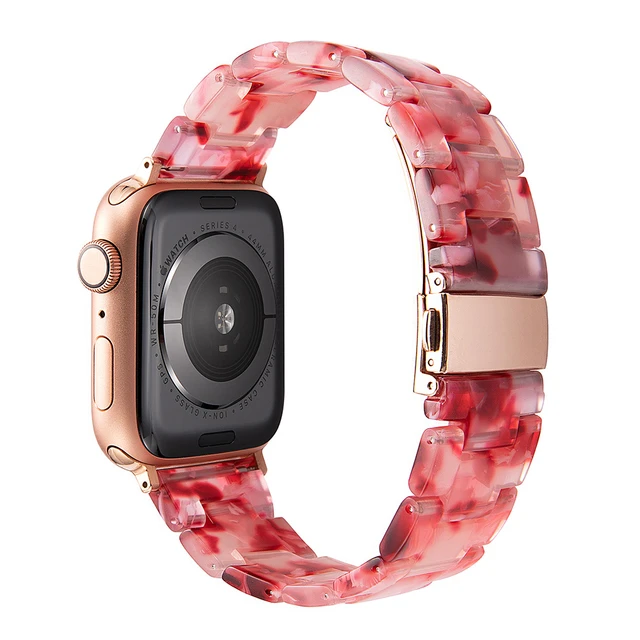 Resin strap for apple watch band 7 44mm 40mm 42mm 38mm 41 45mm correa transparent Loop watchband for iwatch 7 6 se series 5 4 3 peach