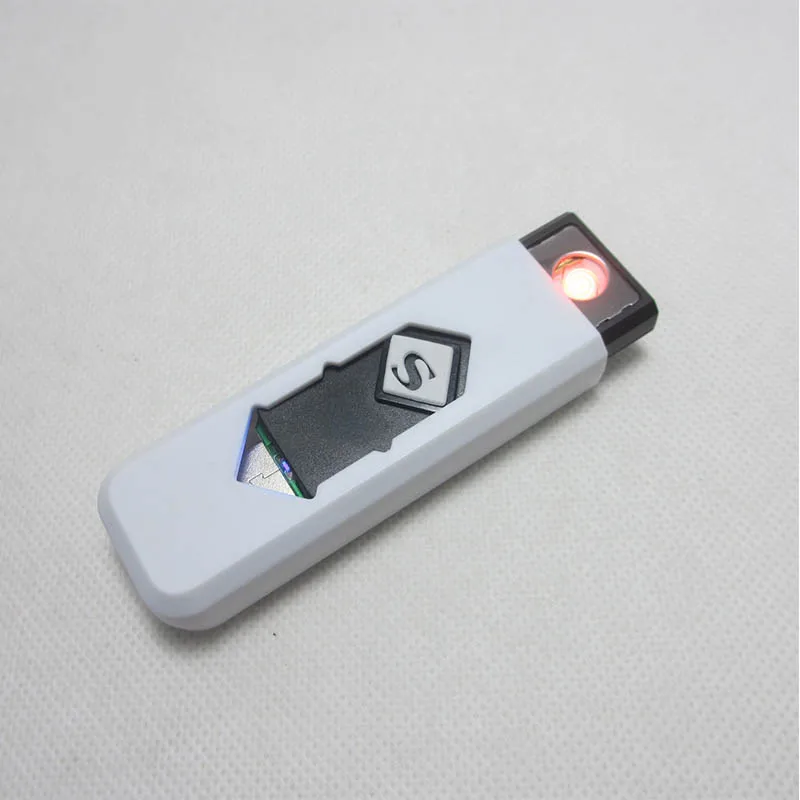 Ветрозащитный хороший подарок бездымный беспламенный USB ветрозащитная зарядная Зажигалка электронные зажигалки аксессуары для курения - Цвет: white black