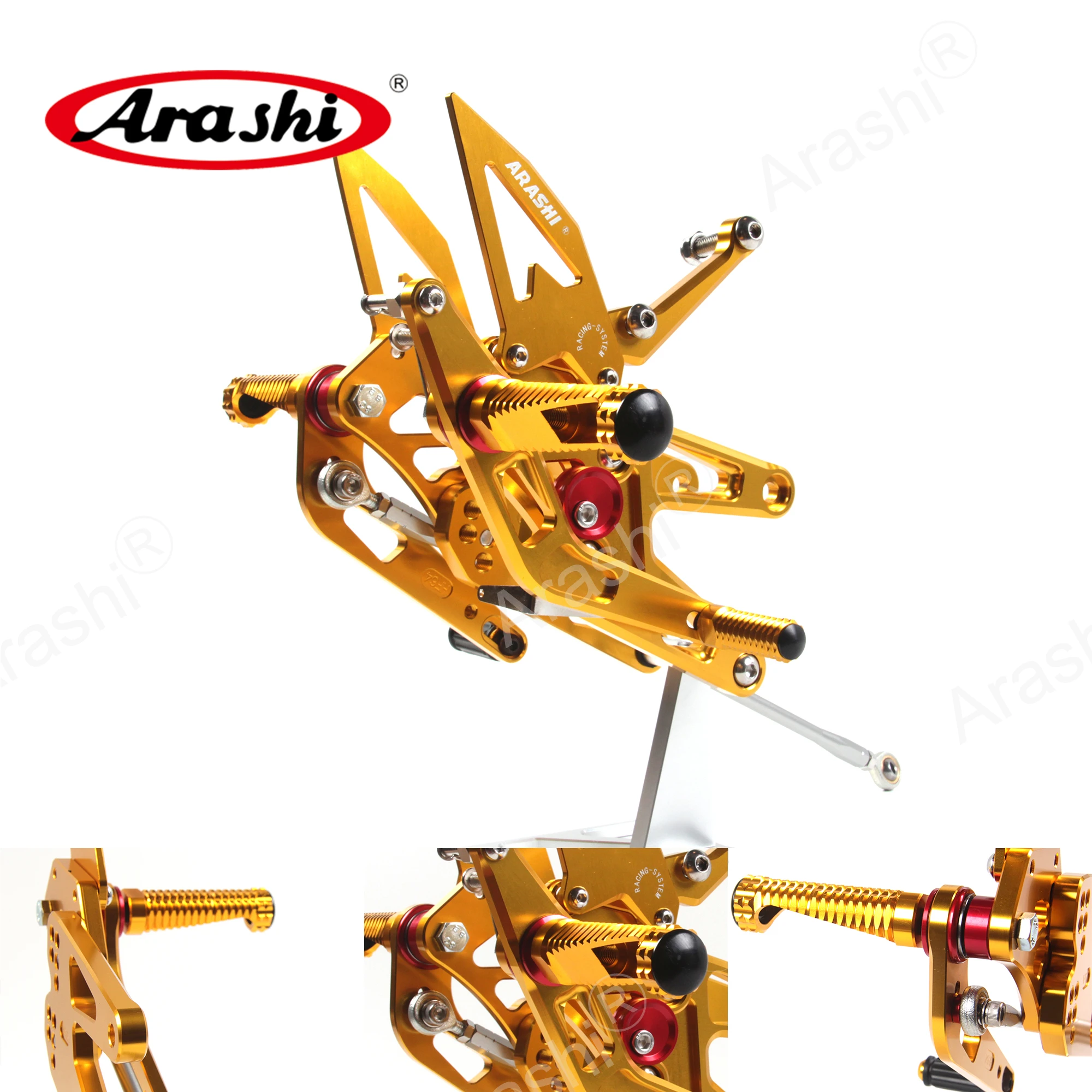 Arashi YZF-R6 CNC Adjustable Footrest For YAMAHA YZF R6 2003 2004 2005 Foot Pegs Rider Rear Sets Rearset Rest Gold | Автомобили и