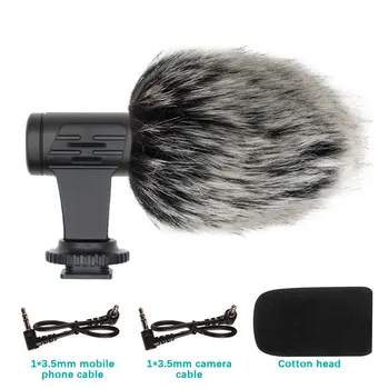 

3.5mm Mini Phone Microphone Portable Condenser Microphone for Phone Camera Laptop Interview Video Recording Mic with Windshield