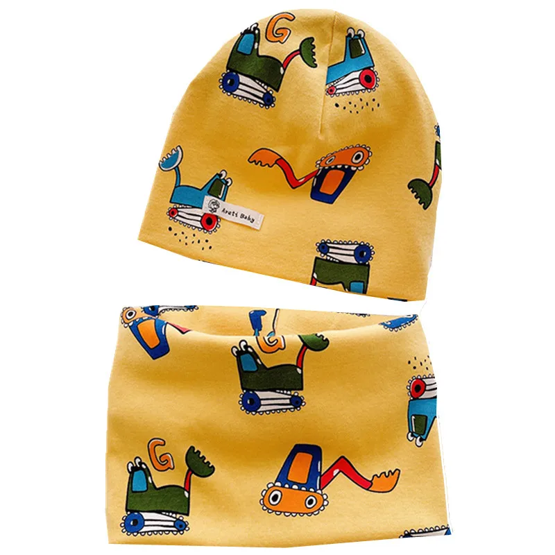 Spring Autumn Winter Children Hat Scarf Set Crochet Baby Hats Girls Boys Caps Kids Skullies Beanies Cartoon Baby Boys Cap