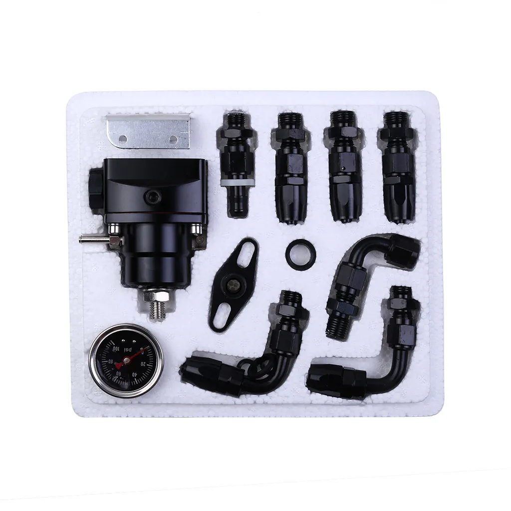 Fuel Pressure Regulator 3 Colors Adjustable Fuel Pressure Regulator Kit Oil 0-100psi/0-160psi Gauge-6AN Fuel Pressure Adjust