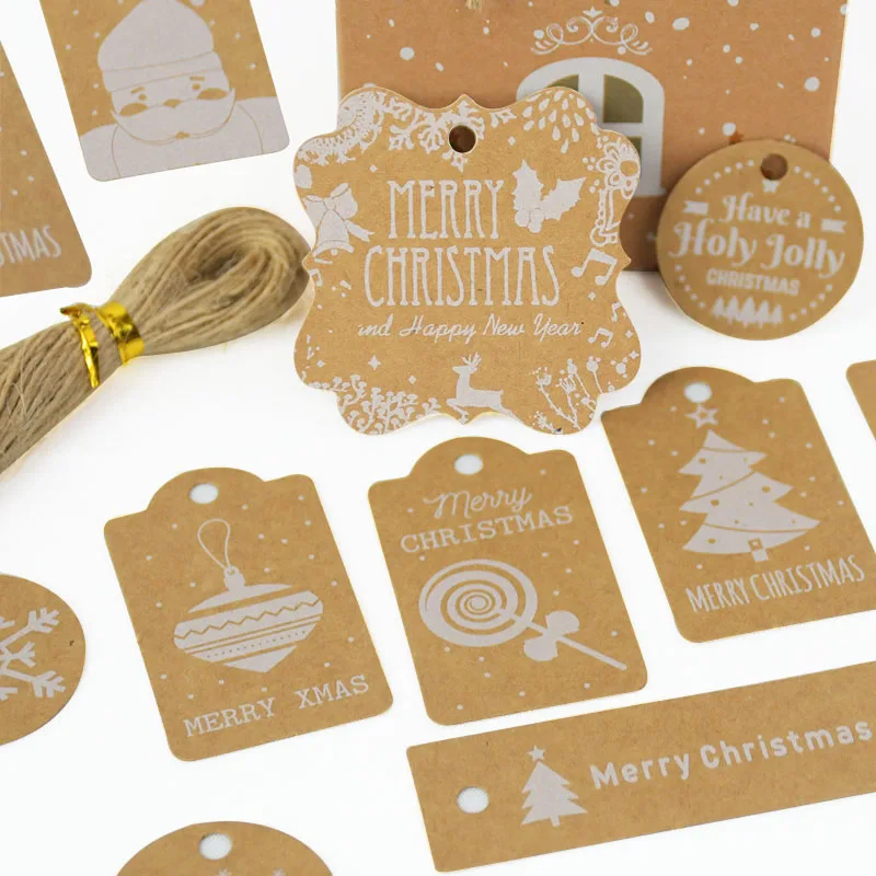 50 pcs Kraft Paper Hang Tags Birthday Party Favor Gift Label Cards DI GK
