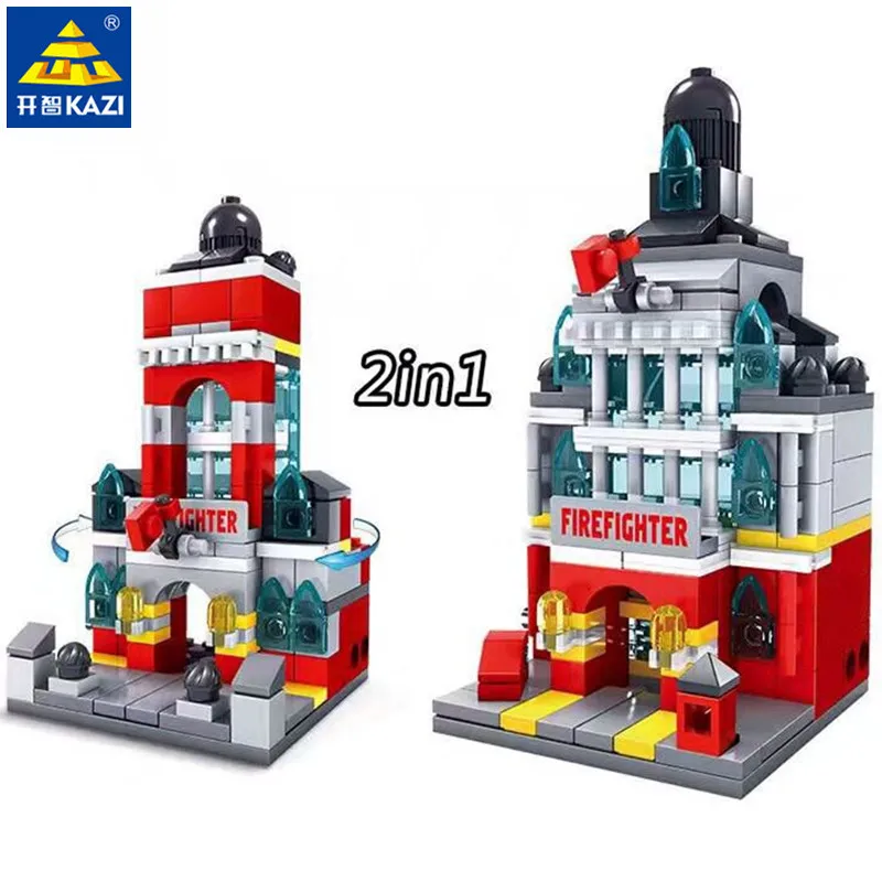 

141Pcs City Mini Street Architecture Police Fire Department Center Model DIY Creator Building Blocks Sets Educational Kids Toys
