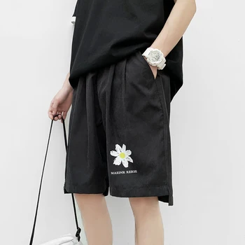 

Casual Mens Shorts Fashion Streetwear Flower Printed Mens Casual Shorts Work Clothes Men with Pockets Loose Fits Casual Shorts