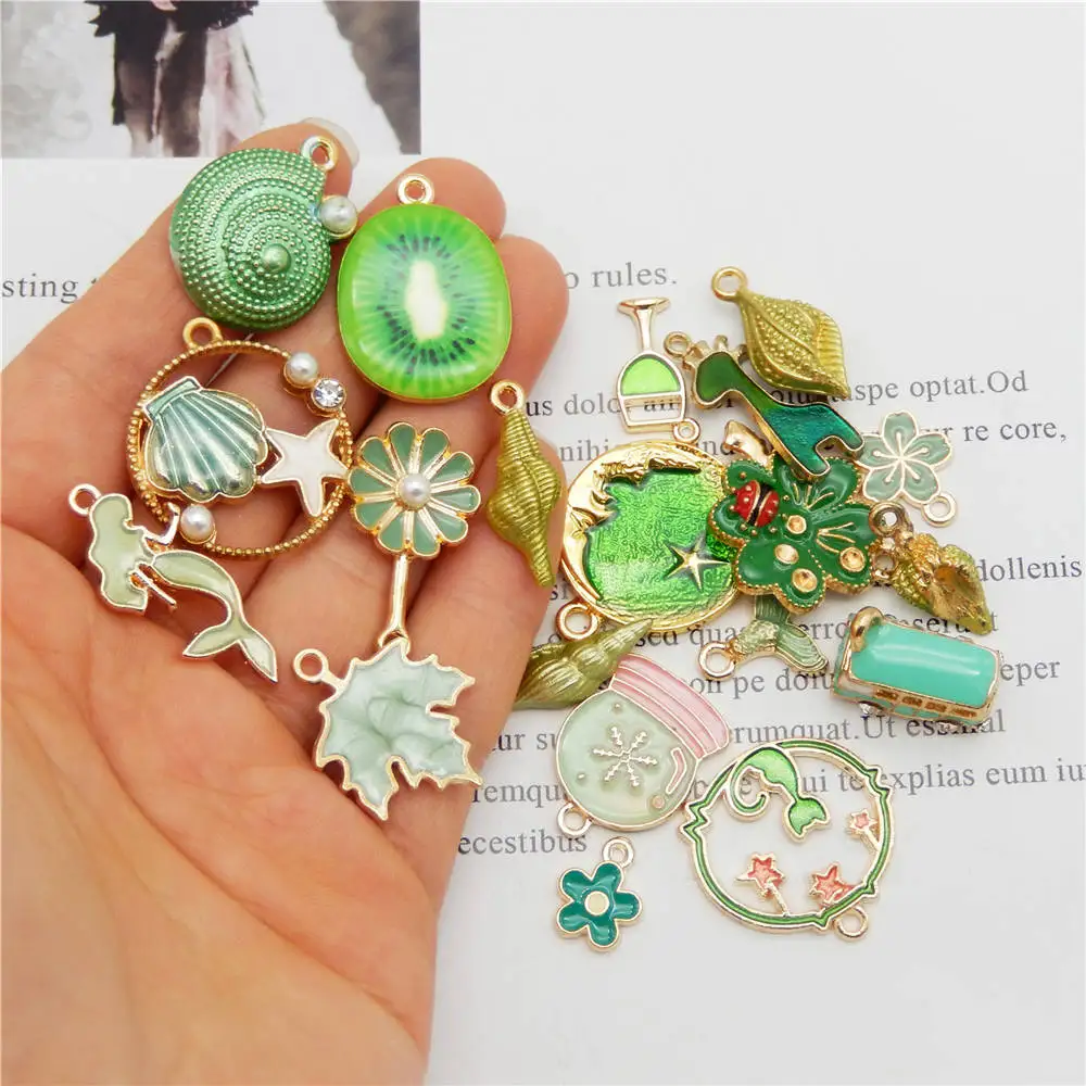 10pcs Mix Color Enamel Charms Flower 