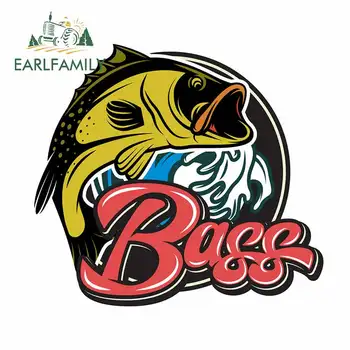 

EARLFAMILY 13cm x 12cm for Fish Called Bass Vinyl Car Sticker Bumper Decoration Car Accessories Laptop Motorcycle
