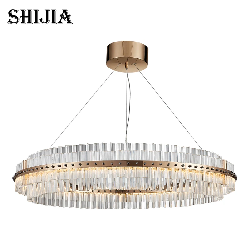 

Modern Double-layered Circular Crystal Chandelier Apply to Living Room Bedroom Creative Decoration