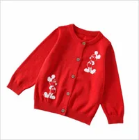 New Mickey Knitted Cardigan Children's Knitwear Cotton Boys Autumn Sweet Sweaters Girls Candy Color Cardigan Children Thin Coat