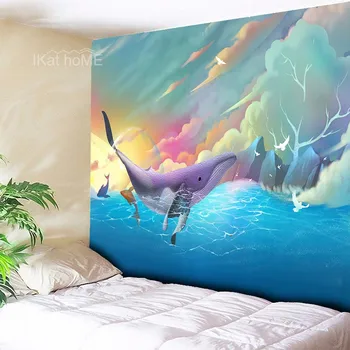 

Dolphin Shark Sea Tapestry Mandala Wall Hanging Psychedelic Wall Tapestry Hippie Boho Decoration Home Decor Anime Wall Art Cloth