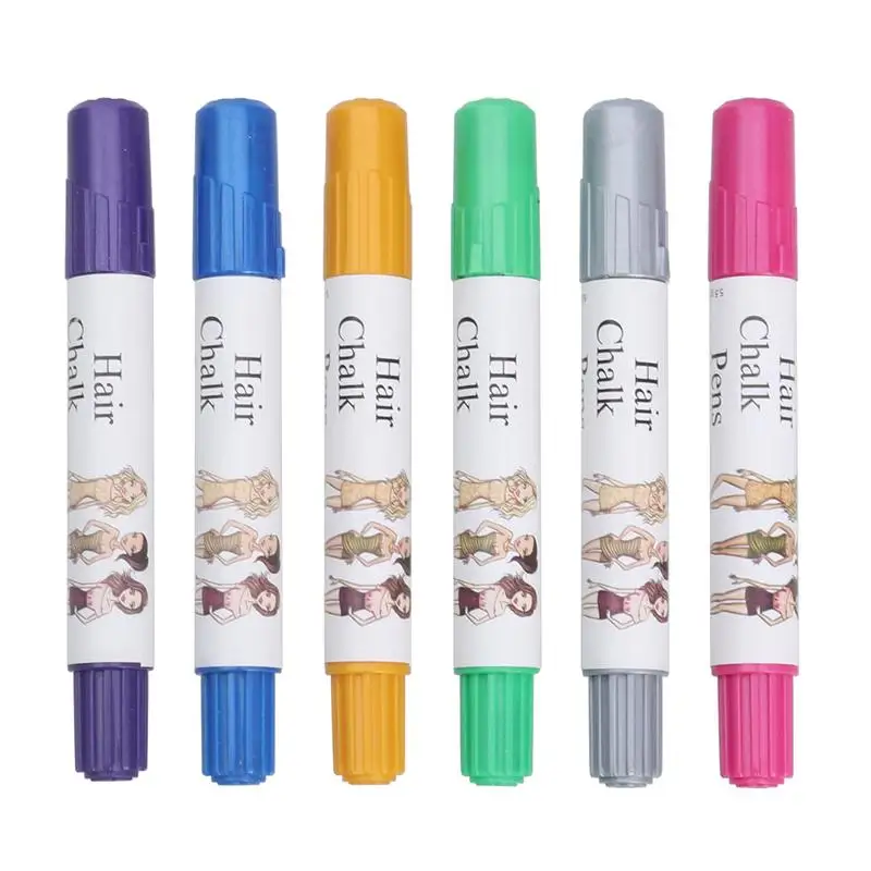 

6Pcs Colorful Hair Chalk Set Blendable Hair Color Pens Temporary Hair Chalks With 6 Different Colors Suitable For Adolescent