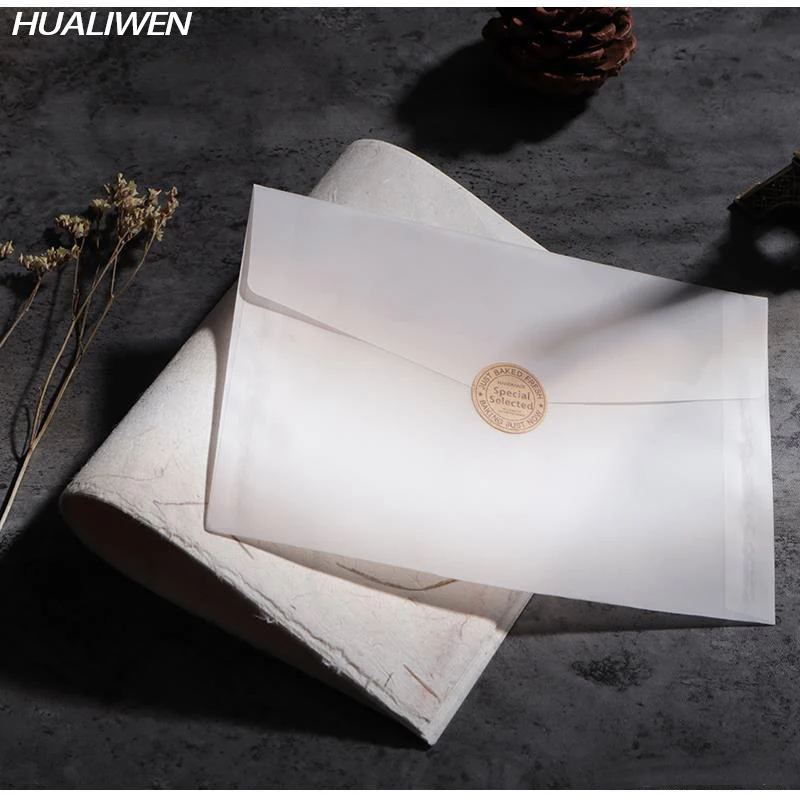 Sobres transparentes personalizados, conjunto de Sobres de papel translúcido con letras Vintage para invitación de boda, para tarjetas, 20 unids/lote