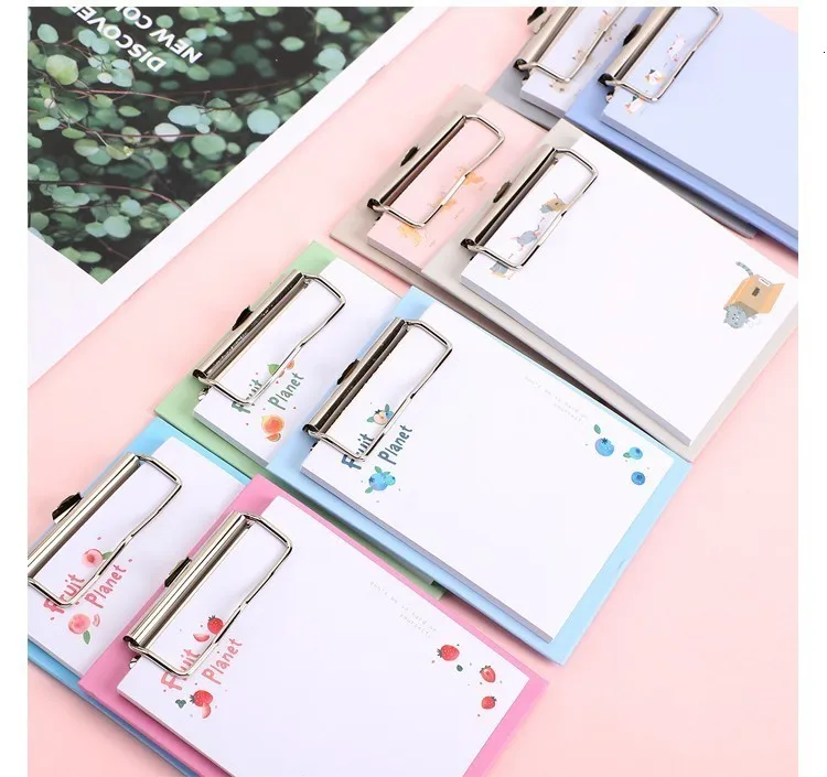 JIANWU Van Gogh Board Clip Sticky Note Clipboard Memo Pads Fruit Notebook Printed Kawaii note pad clip School Office Supplies