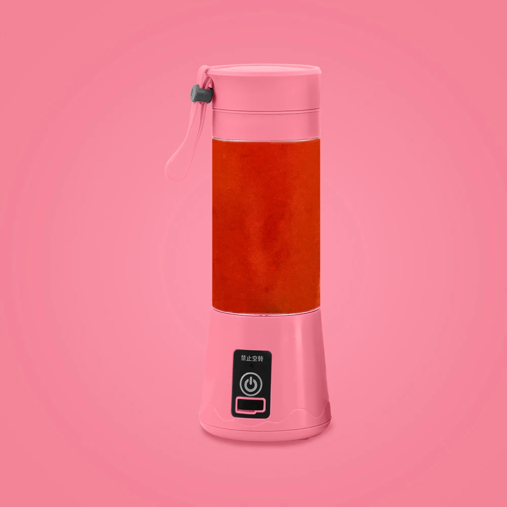 380ml USB Rechargeable Portable Juice Blender Mini Juicer Cup Fruit Mixer Milkshake Bottle Mixing Machine Baby Food dropshipping - Цвет: Pink